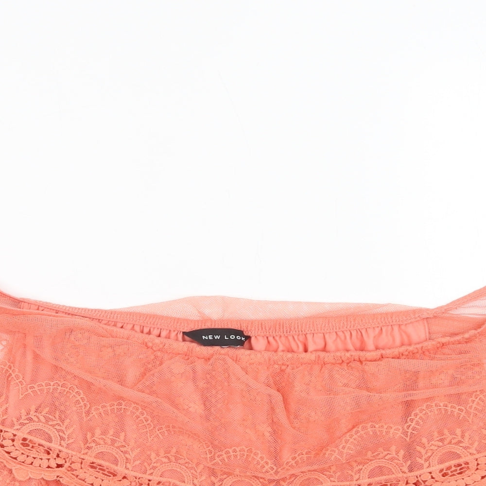 Womens UK Size M New Look Orange Cropped Blouse