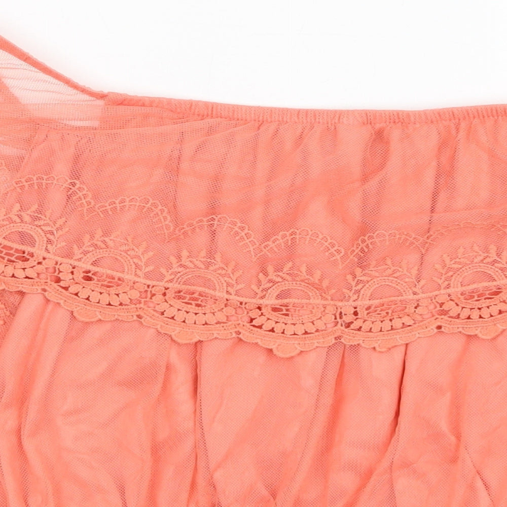 Womens UK Size M New Look Orange Cropped Blouse