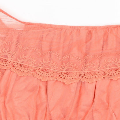 Womens UK Size M New Look Orange Cropped Blouse