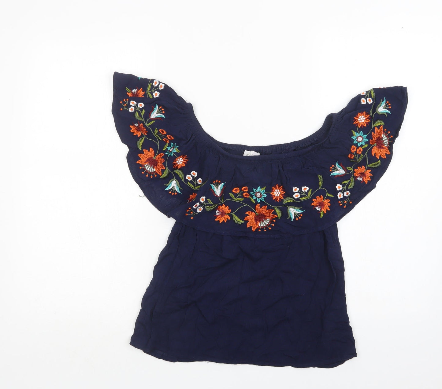 Womens UK Size 10 Apricot Blue Basic Blouse