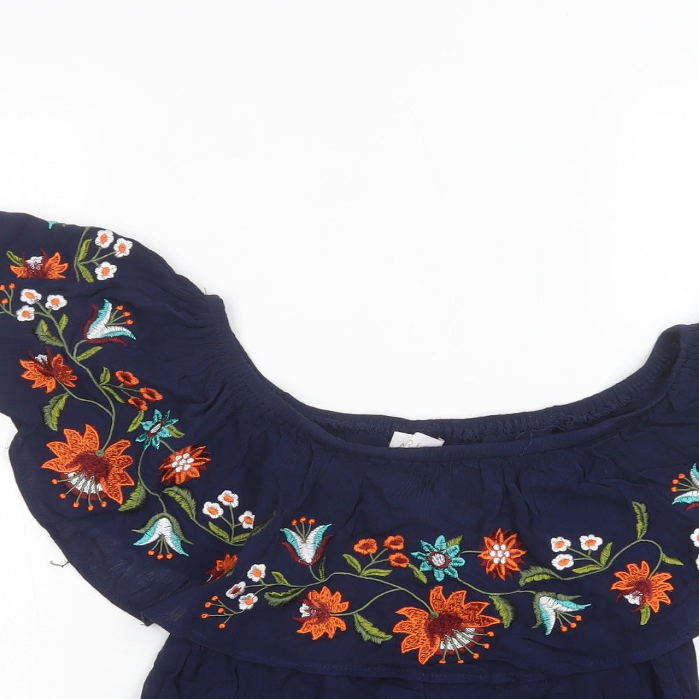 Womens UK Size 10 Apricot Blue Basic Blouse