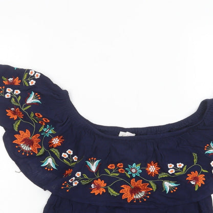 Womens UK Size 10 Apricot Blue Basic Blouse