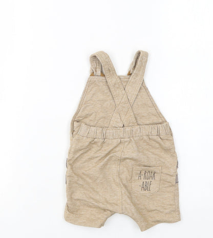 George Baby Beige  Cotton Jogger Trousers Size 0-3 Months  Snap - Cute Animal