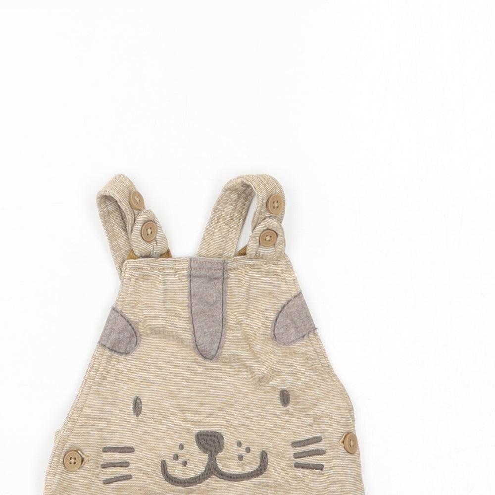 George Baby Beige  Cotton Jogger Trousers Size 0-3 Months  Snap - Cute Animal