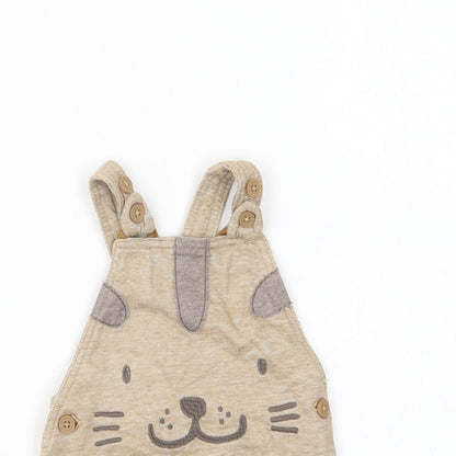 George Baby Beige  Cotton Jogger Trousers Size 0-3 Months  Snap - Cute Animal