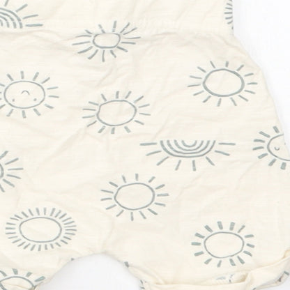 Nutmeg Baby Ivory Geometric Cotton Jogger Trousers Size 0-3 Months  Drawstring