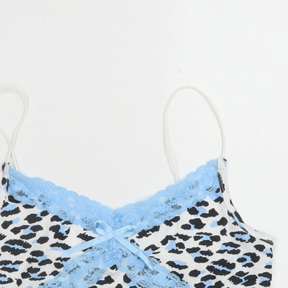 SheIn Womens White Animal Print Polyester Cropped Tank Size S V-Neck - Lace trim