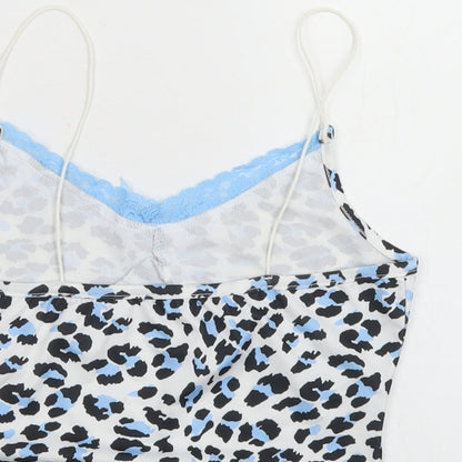 SheIn Womens White Animal Print Polyester Cropped Tank Size S V-Neck - Lace trim