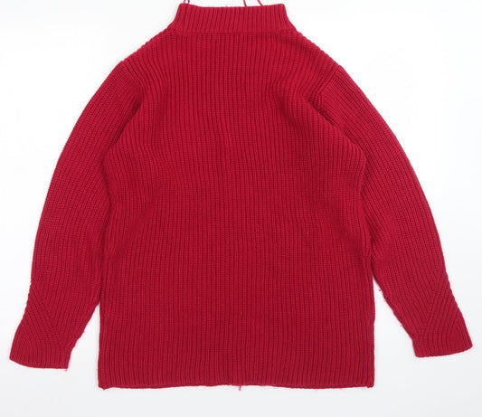 Damart Womens Purple Mock Neck  Acrylic Pullover Jumper Size 14