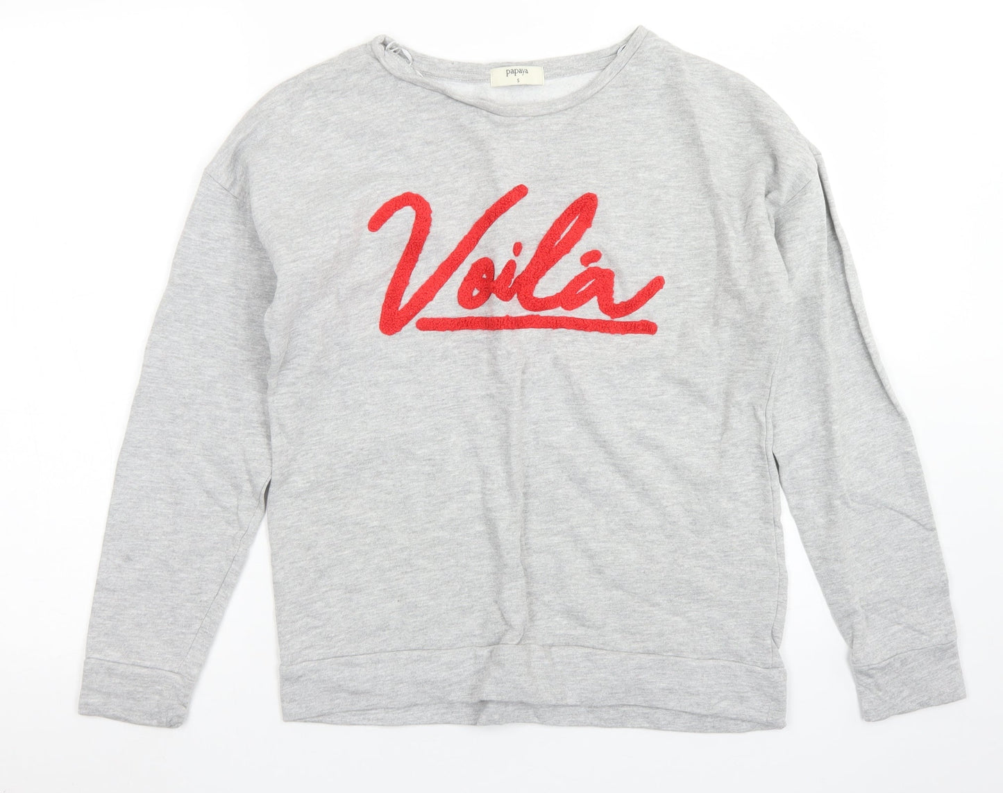 Papaya Womens Grey  Cotton Pullover Sweatshirt Size S