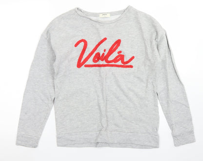 Papaya Womens Grey  Cotton Pullover Sweatshirt Size S