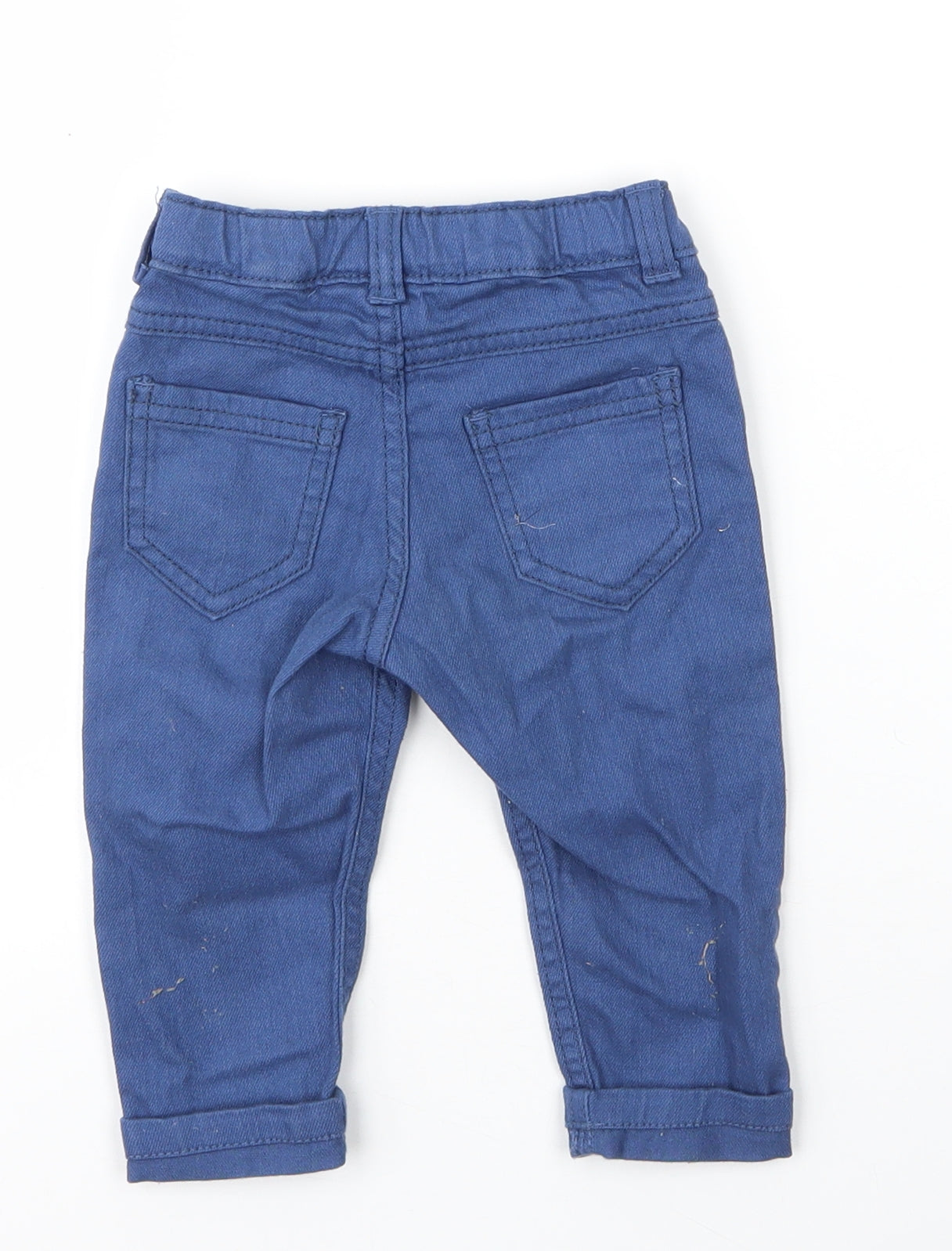 F&F Boys Blue  Cotton Capri Jeans Size 6-9 Months  Button