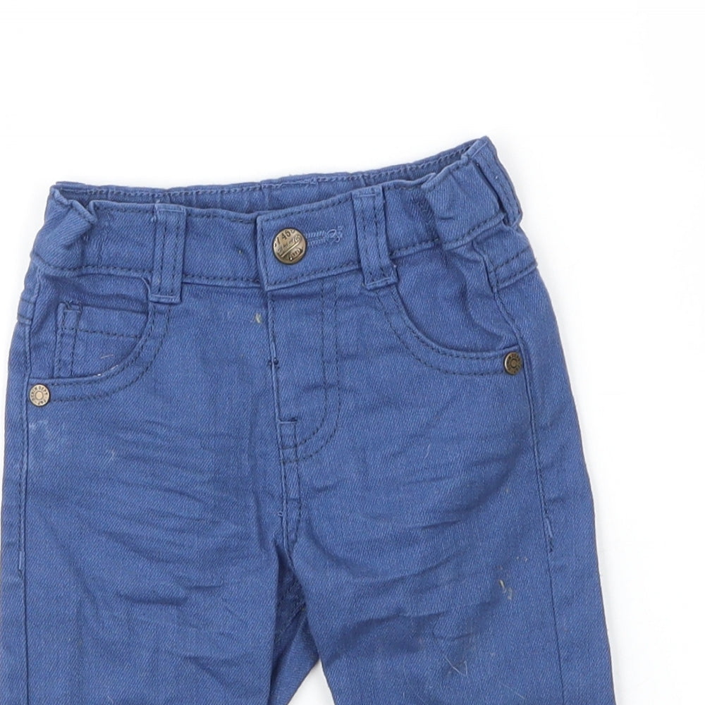 F&F Boys Blue  Cotton Capri Jeans Size 6-9 Months  Button