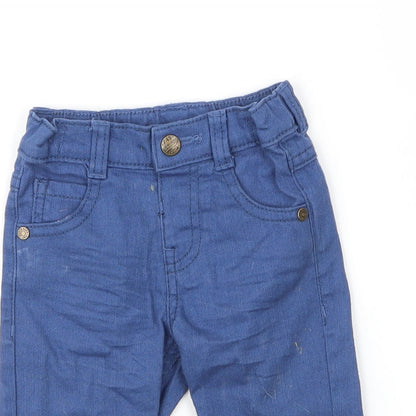 F&F Boys Blue  Cotton Capri Jeans Size 6-9 Months  Button