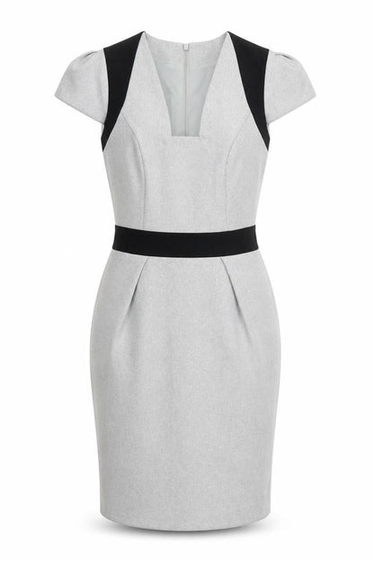 Dorothy Perkins Womens Grey  Polyester Sheath  Size 8  Square Neck Zip