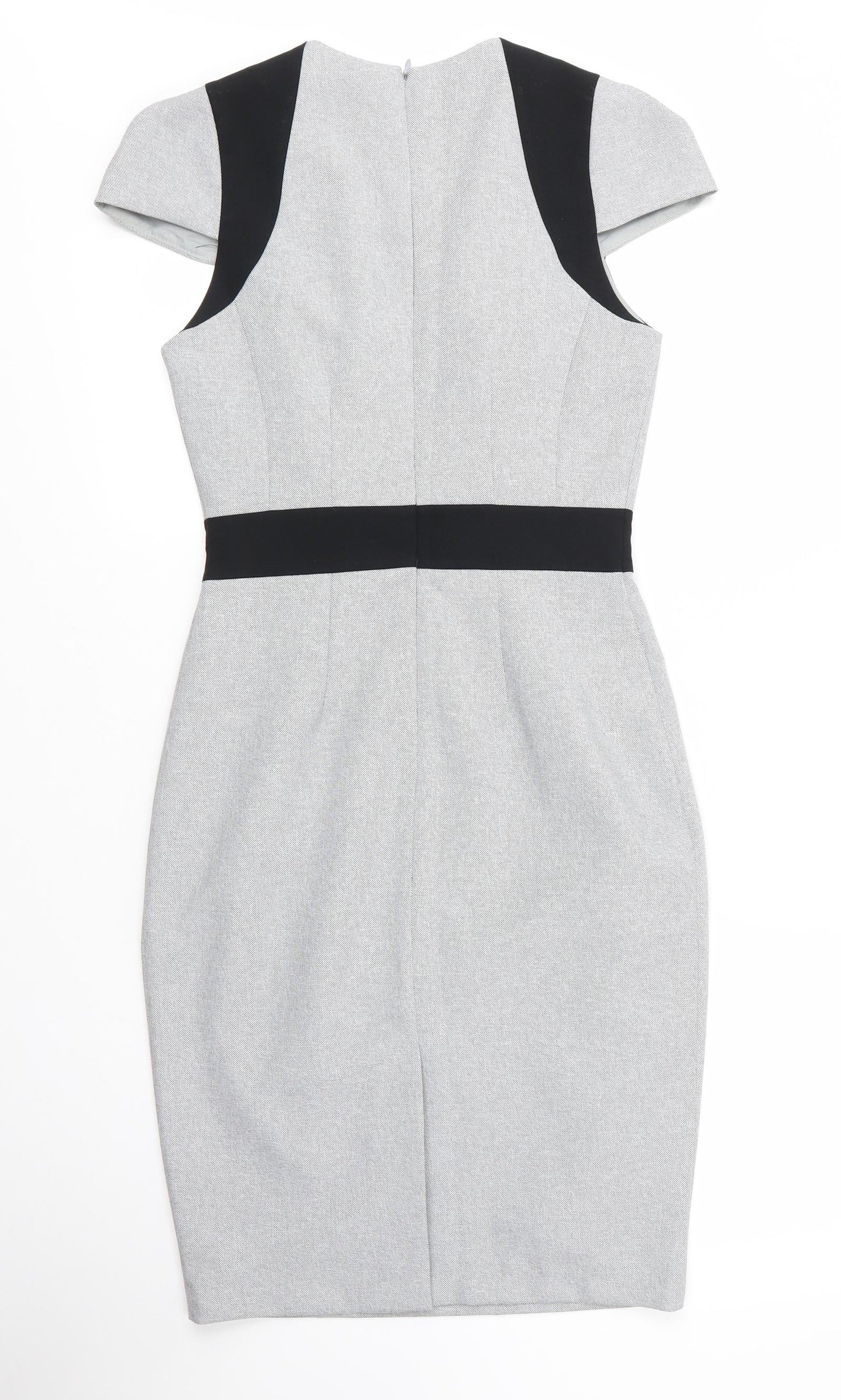 Dorothy Perkins Womens Grey  Polyester Sheath  Size 8  Square Neck Zip