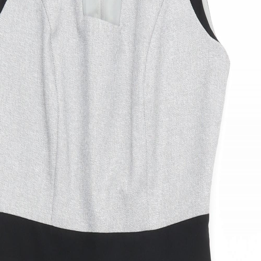 Dorothy Perkins Womens Grey  Polyester Sheath  Size 8  Square Neck Zip
