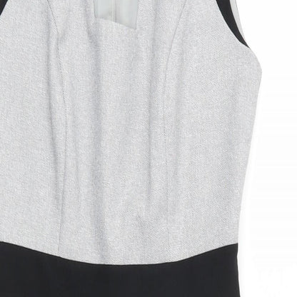Dorothy Perkins Womens Grey  Polyester Sheath  Size 8  Square Neck Zip