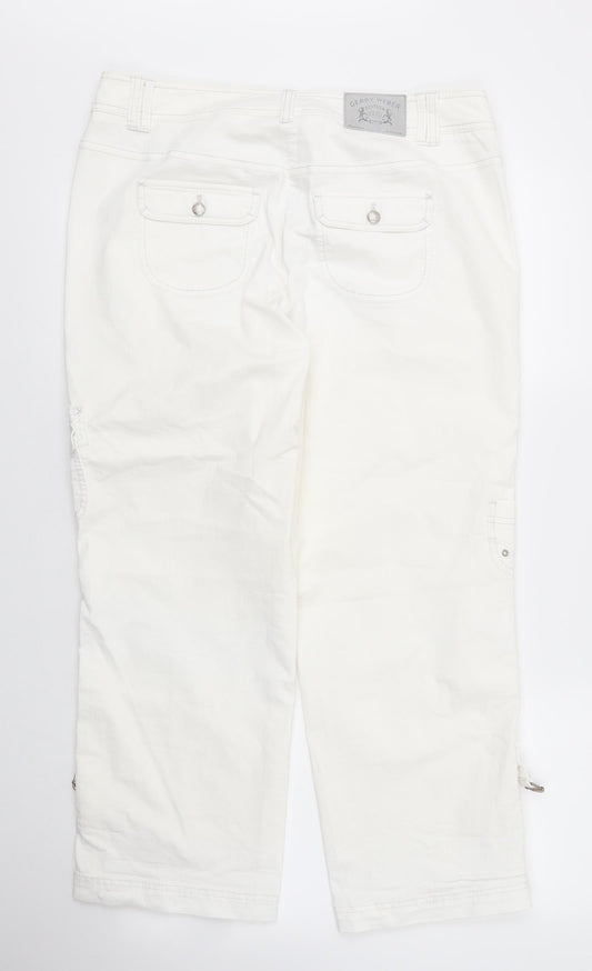 Gerry Weber Womens White  Cotton Capri Trousers Size 34 in L27 in Regular Zip