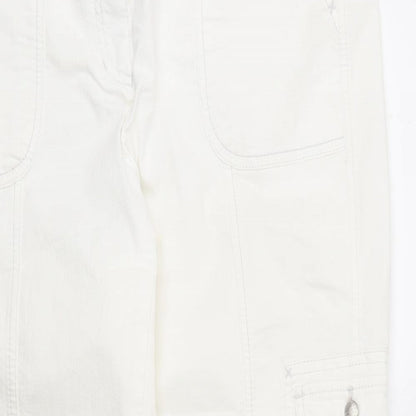 Gerry Weber Womens White  Cotton Capri Trousers Size 34 in L27 in Regular Zip