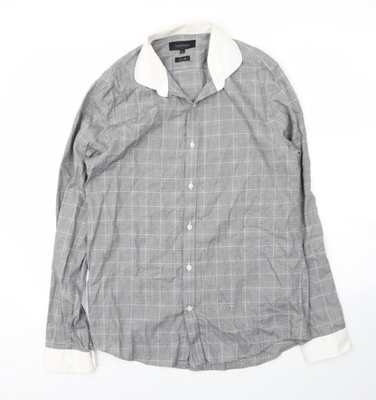 Mens UK Size 15.5 Limehaus Grey  Button-Up Long Sleeve Casual Shirt