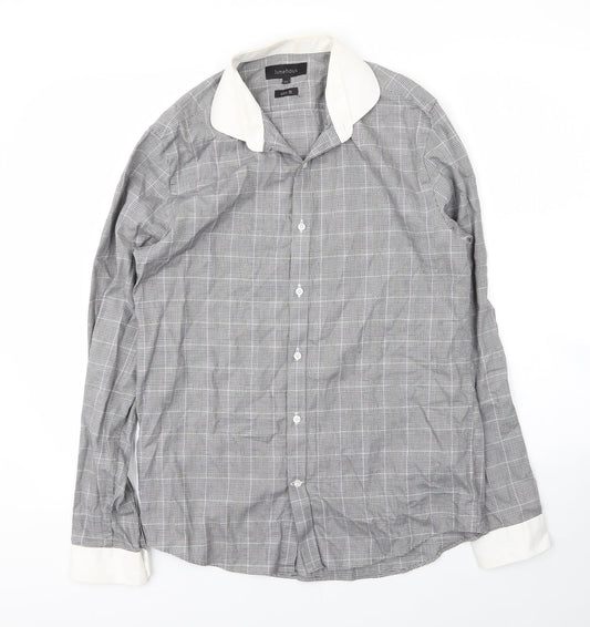 Mens UK Size 15.5 Limehaus Grey  Button-Up Long Sleeve Casual Shirt