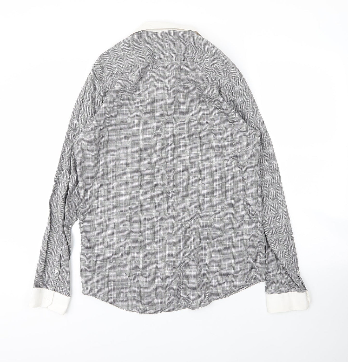 Mens UK Size 15.5 Limehaus Grey  Button-Up Long Sleeve Casual Shirt