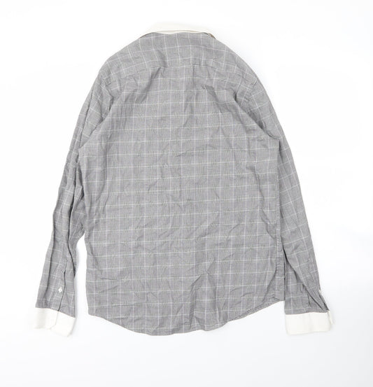 Mens UK Size 15.5 Limehaus Grey  Button-Up Long Sleeve Casual Shirt