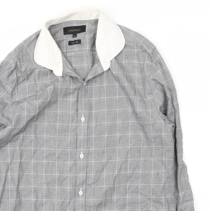 Mens UK Size 15.5 Limehaus Grey  Button-Up Long Sleeve Casual Shirt