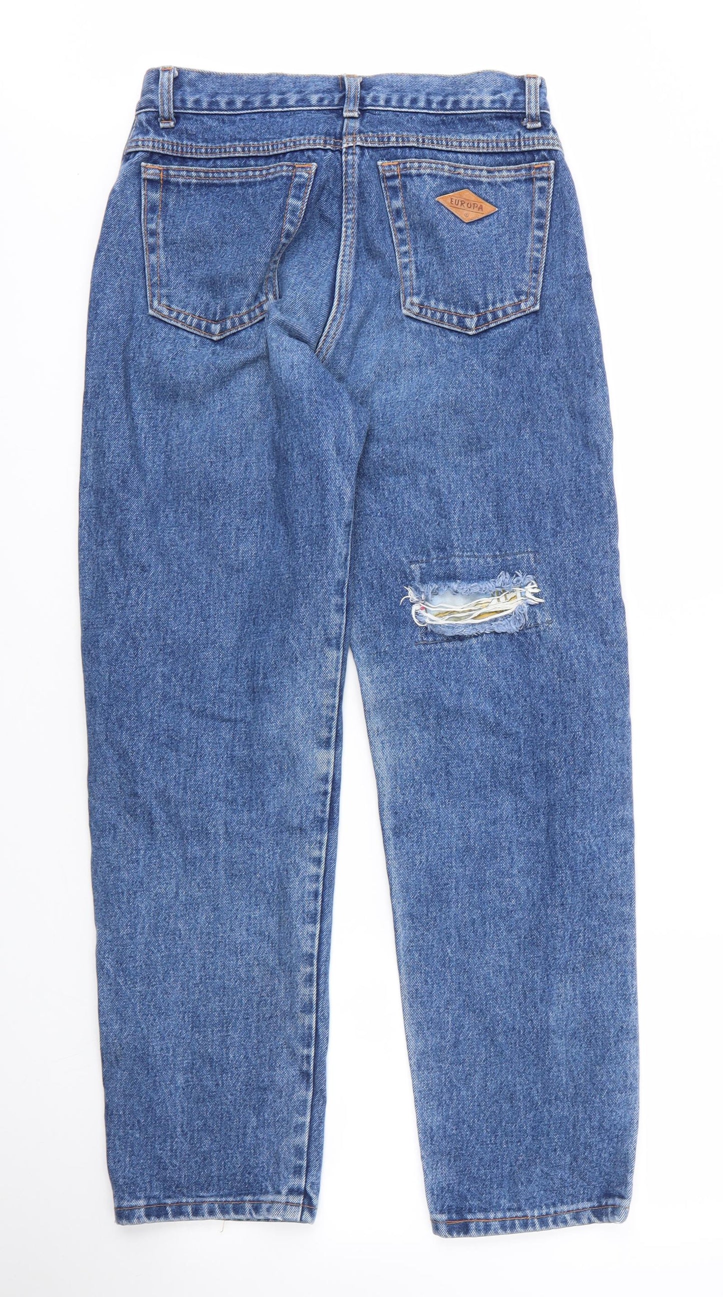 Europa Womens Blue  Cotton Mom Jeans Size 28 in L28 in Regular Zip