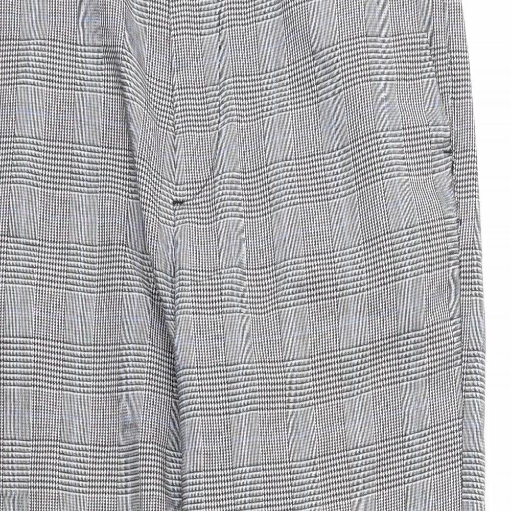 ONLY & SONS Womens Grey Plaid Viscose Capri Trousers Size 8 L25 in Regular Zip