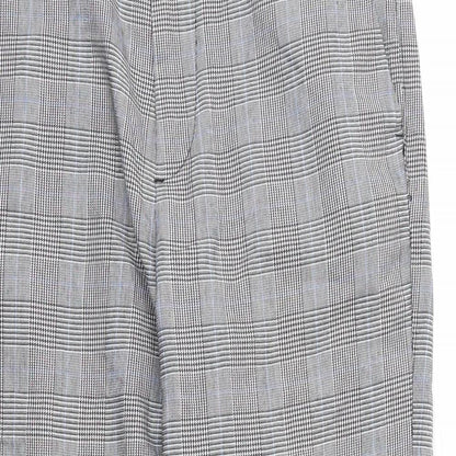 ONLY & SONS Womens Grey Plaid Viscose Capri Trousers Size 8 L25 in Regular Zip