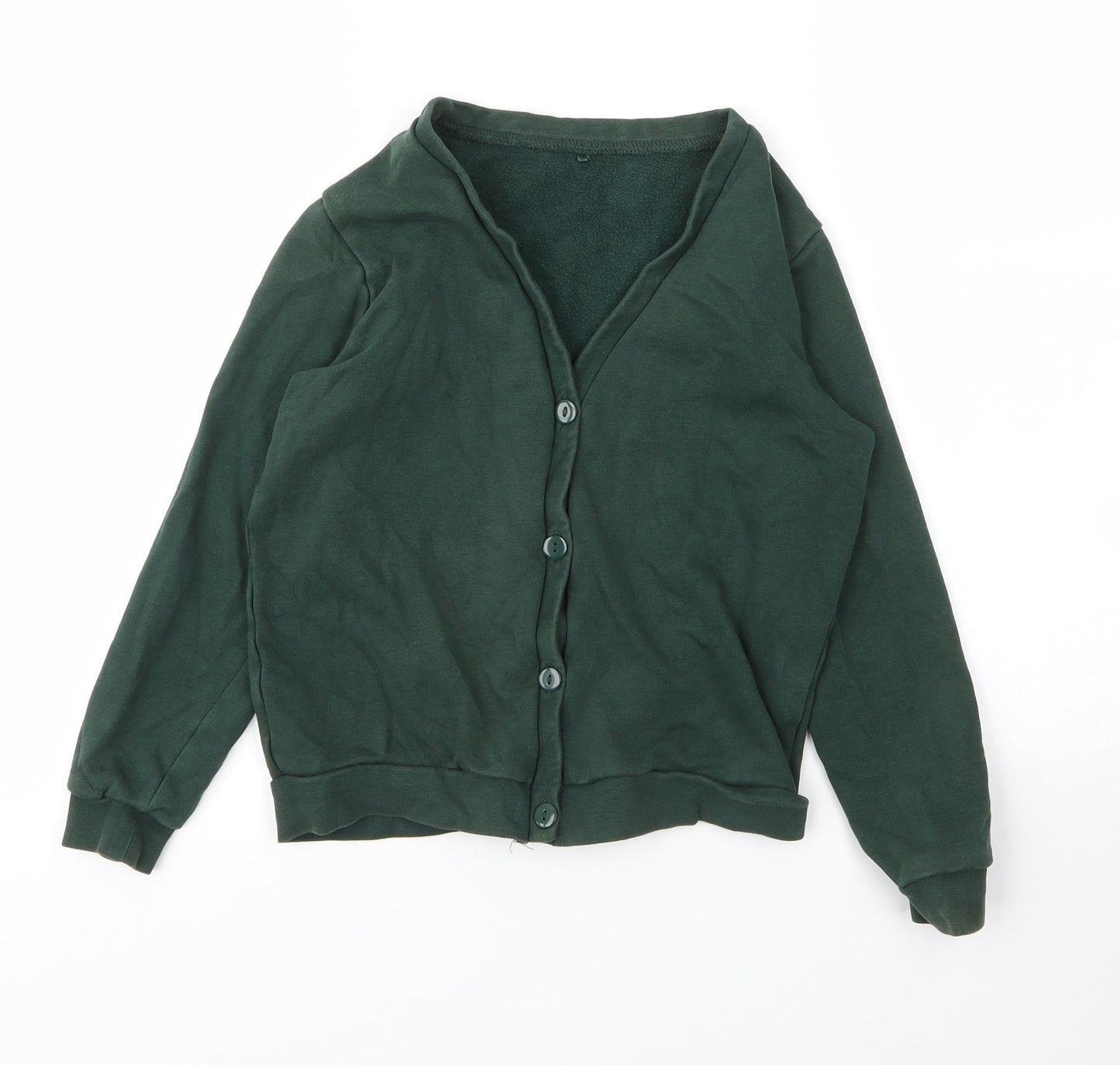 George Girls Green V-Neck  Cotton Cardigan Jumper Size 8 Years  Button