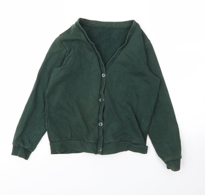 George Girls Green V-Neck  Cotton Cardigan Jumper Size 8 Years  Button