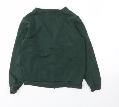 George Girls Green V-Neck  Cotton Cardigan Jumper Size 8 Years  Button