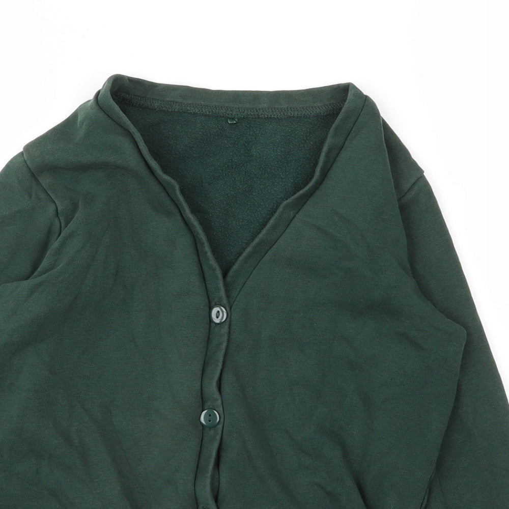 George Girls Green V-Neck  Cotton Cardigan Jumper Size 8 Years  Button