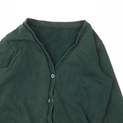George Girls Green V-Neck  Cotton Cardigan Jumper Size 8 Years  Button