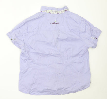 Tayberry Womens Purple  Cotton Basic Button-Up Size L Collared