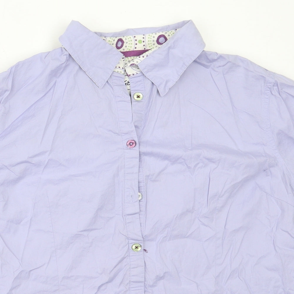 Tayberry Womens Purple  Cotton Basic Button-Up Size L Collared