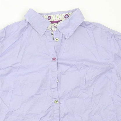 Tayberry Womens Purple  Cotton Basic Button-Up Size L Collared