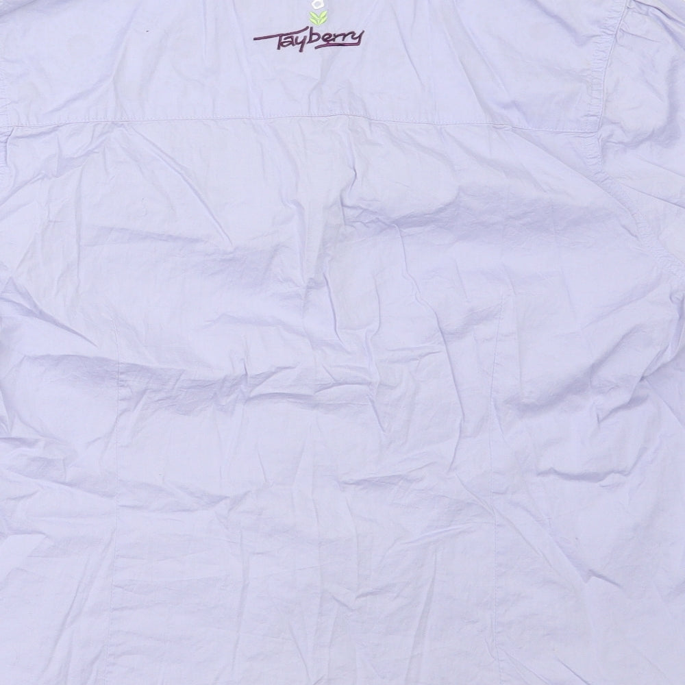 Tayberry Womens Purple  Cotton Basic Button-Up Size L Collared