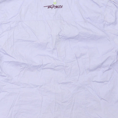 Tayberry Womens Purple  Cotton Basic Button-Up Size L Collared