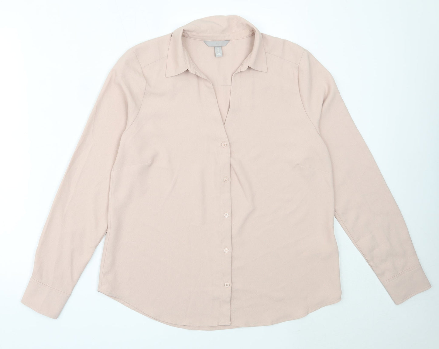 Womens UK Size M H&M Pink Basic Button-Up