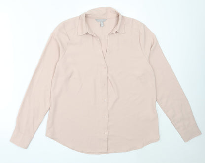 Womens UK Size M H&M Pink Basic Button-Up