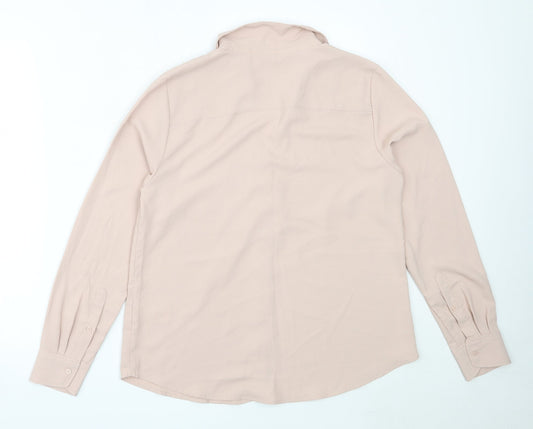 Womens UK Size M H&M Pink Basic Button-Up