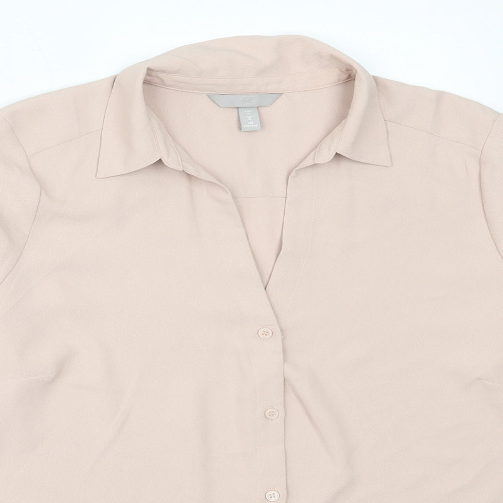 Womens UK Size M H&M Pink Basic Button-Up