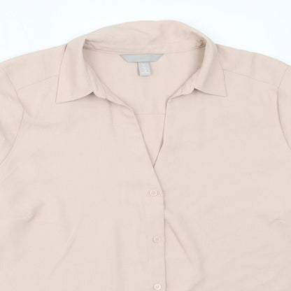Womens UK Size M H&M Pink Basic Button-Up