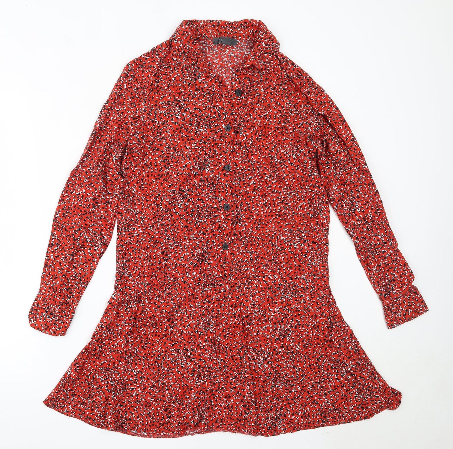 Primark Womens Red  Viscose Fit & Flare  Size 8  Collared