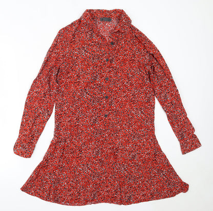 Primark Womens Red  Viscose Fit & Flare  Size 8  Collared