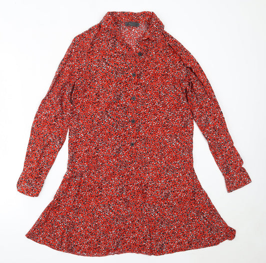 Primark Womens Red  Viscose Fit & Flare  Size 8  Collared